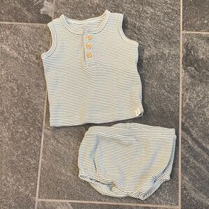 Little Planet Striped Green and White Baby Tank Top & Bloomers Set